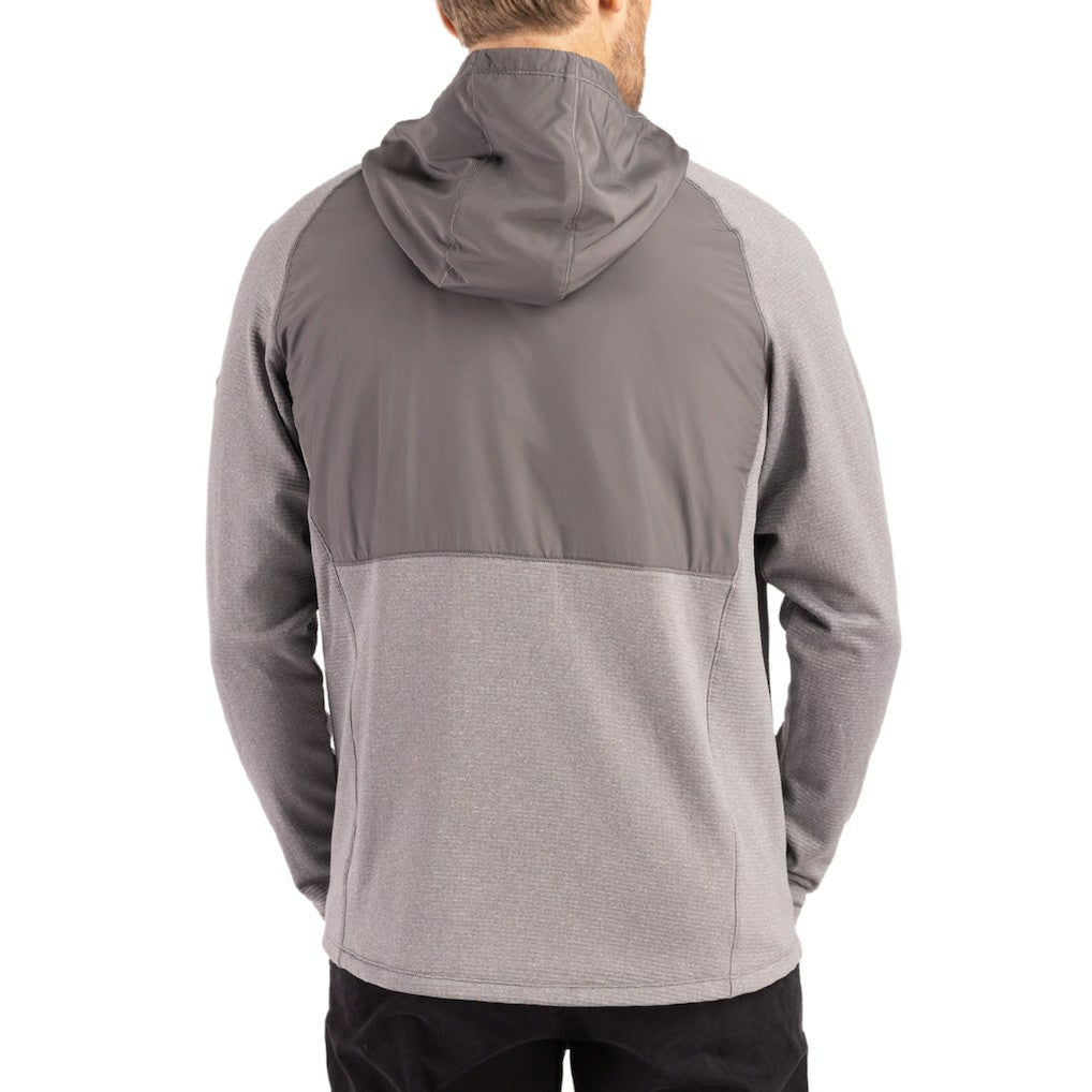 Cleveland Browns Cutter & Buck Peshastin Eco Fleece Recycled Raglan Full-Zip Tri-Blend Hybrid Jacket - Heather Gray Jackets