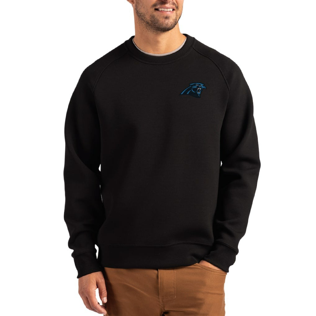 Carolina Panthers Cutter & Buck Primary Logo Roam Recycled Raglan Pullover Sweatshirt - Black Pullover