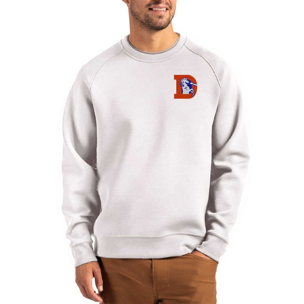 Denver Broncos Cutter & Buck Throwback Roam Recycled Raglan Pullover Sweatshirt - Gray Pullover