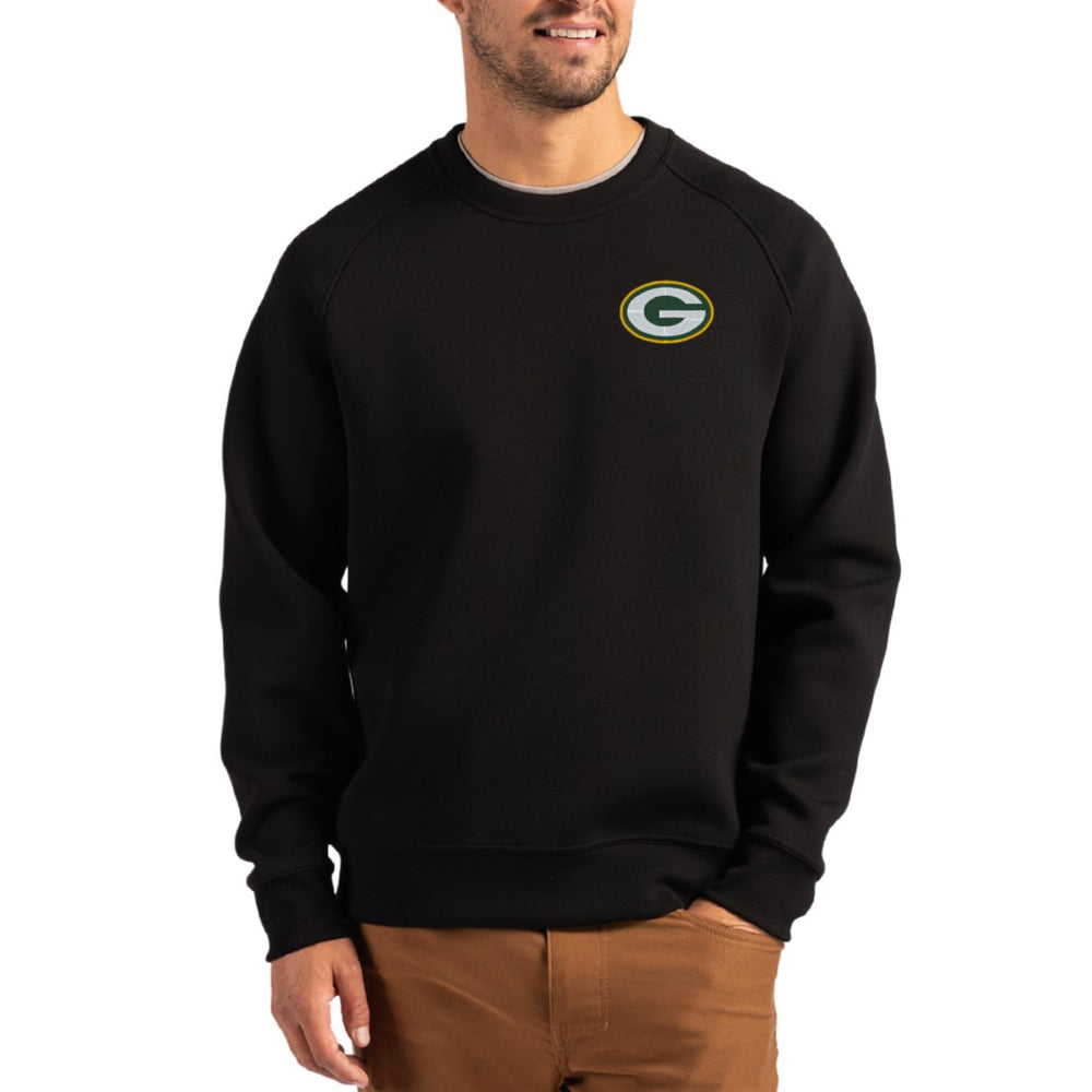 Green Bay Packers Cutter & Buck Primary Logo Roam Recycled Raglan Pullover Sweatshirt - Black Pullover