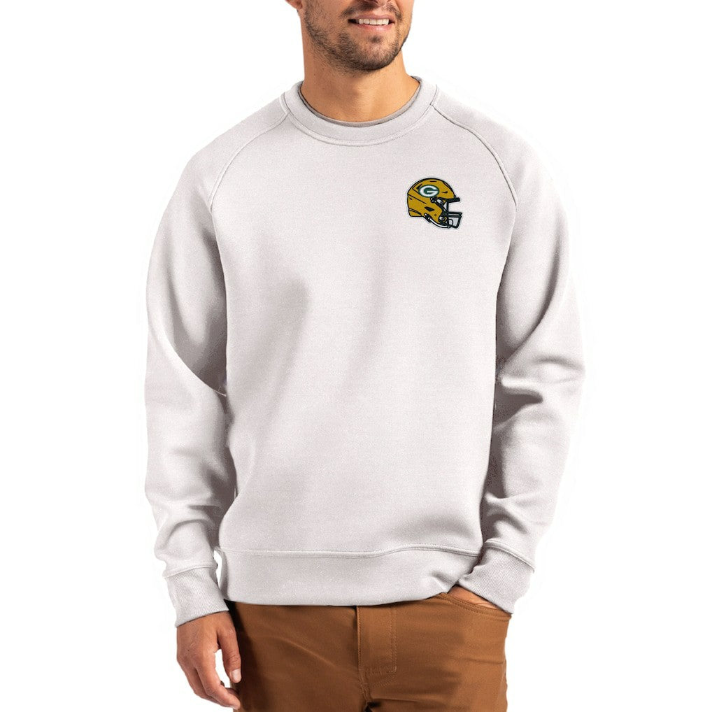 Green Bay Packers Cutter & Buck Helmet Roam Recycled Raglan Pullover Sweatshirt - Gray Pullover