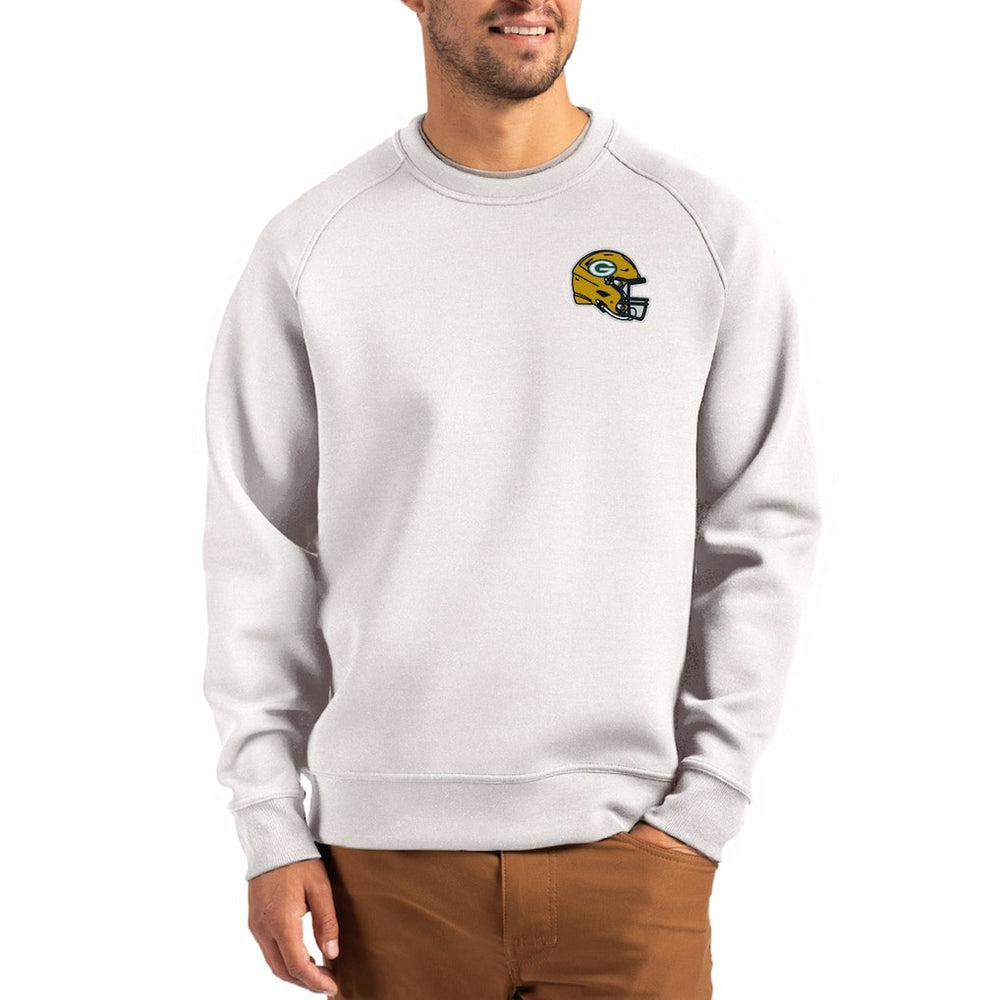 Green Bay Packers Cutter & Buck Helmet Roam Recycled Raglan Pullover Sweatshirt - Gray Pullover