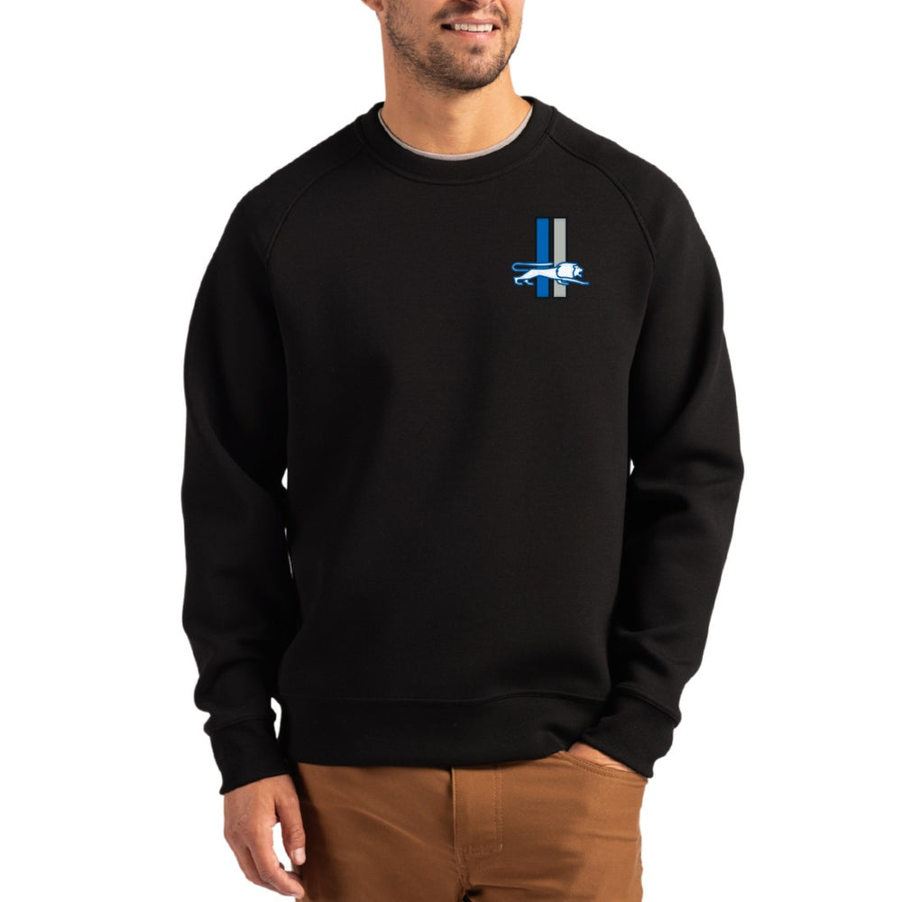 Detroit Lions Cutter & Buck Throwback Roam Recycled Raglan Pullover Sweatshirt - Black Pullover