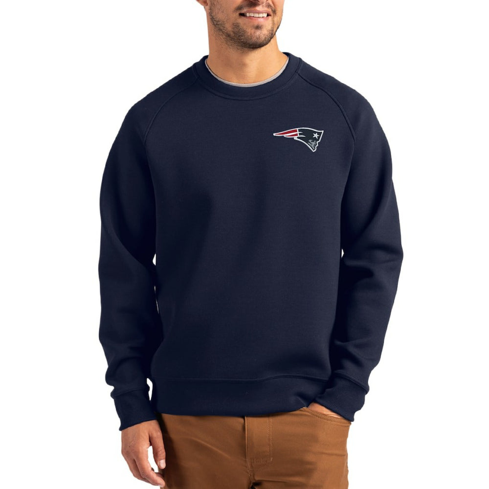 New England Patriots Cutter & Buck Primary Logo Roam Recycled Raglan Pullover Sweatshirt - Navy Pullover