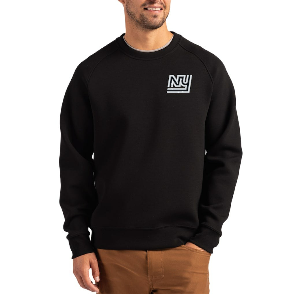 New York Giants Cutter & Buck Throwback Roam Recycled Raglan Pullover Sweatshirt - Black Pullover