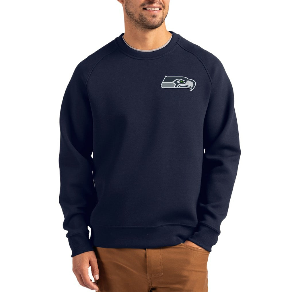 Seattle Seahawks Cutter & Buck Primary Logo Roam Recycled Raglan Pullover Sweatshirt - College Navy Pullover