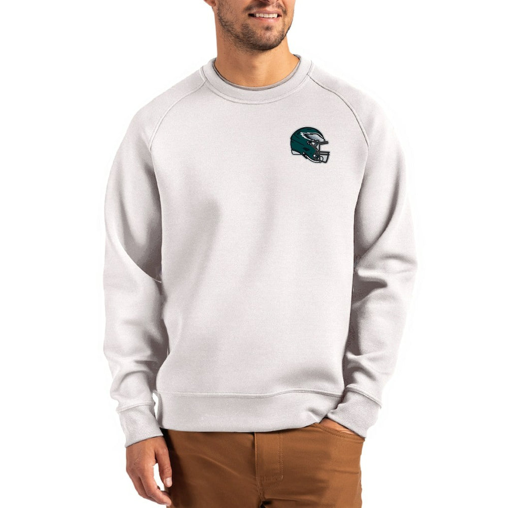 Philadelphia Eagles Cutter & Buck Helmet Roam Recycled Raglan Pullover Sweatshirt - Gray Pullover