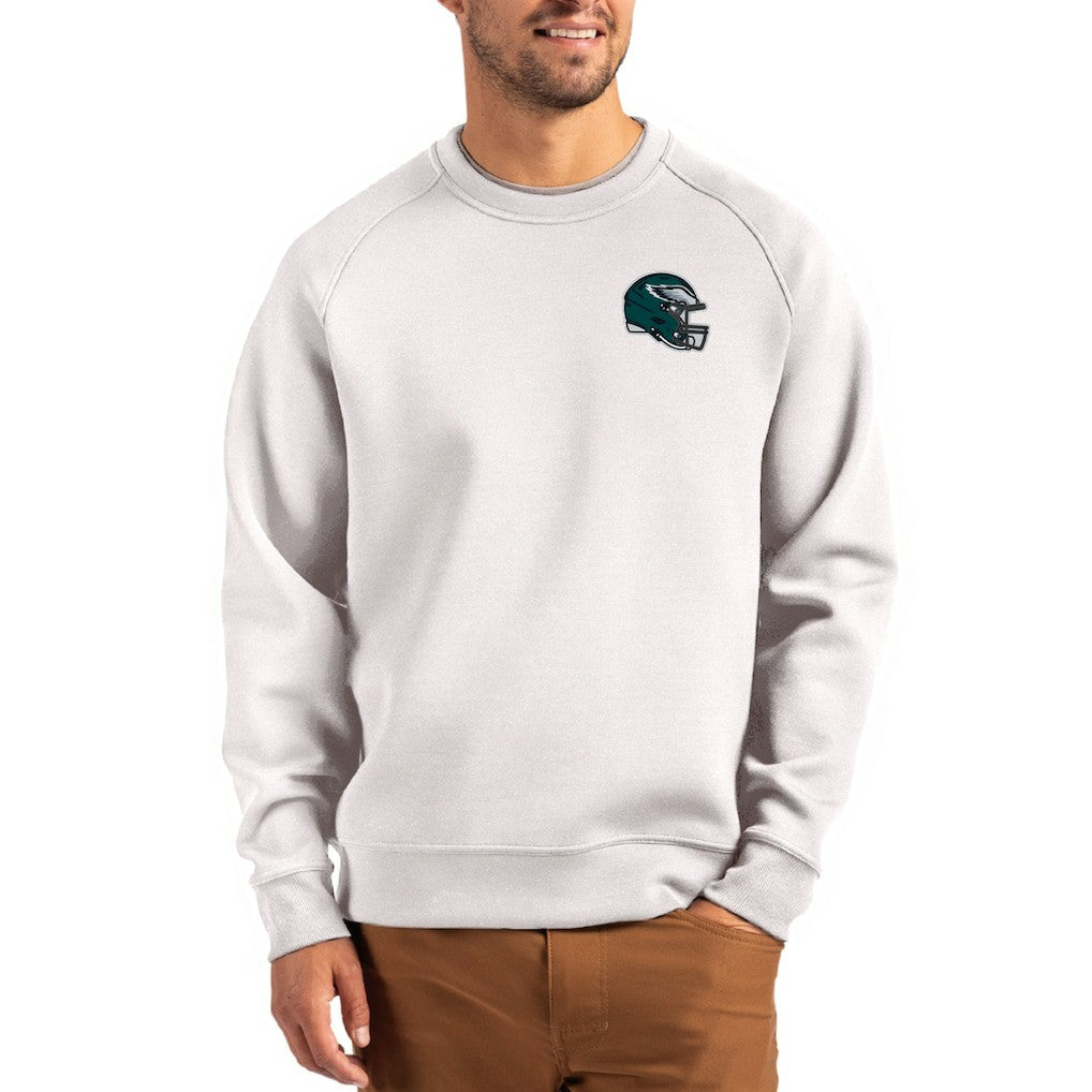 Philadelphia Eagles Cutter & Buck Helmet Roam Recycled Raglan Pullover Sweatshirt - Gray Pullover