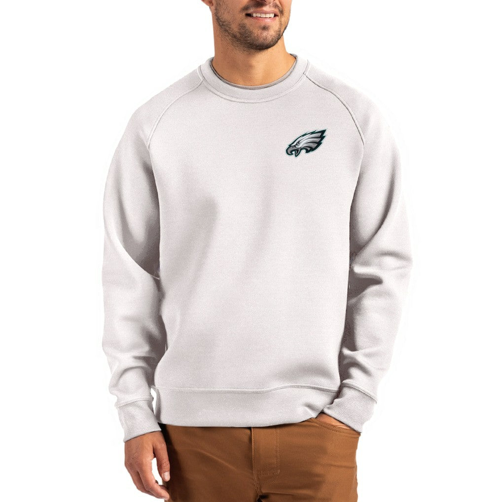 Philadelphia Eagles Cutter & Buck Primary Logo Roam Recycled Raglan Pullover Sweatshirt - Gray Pullover