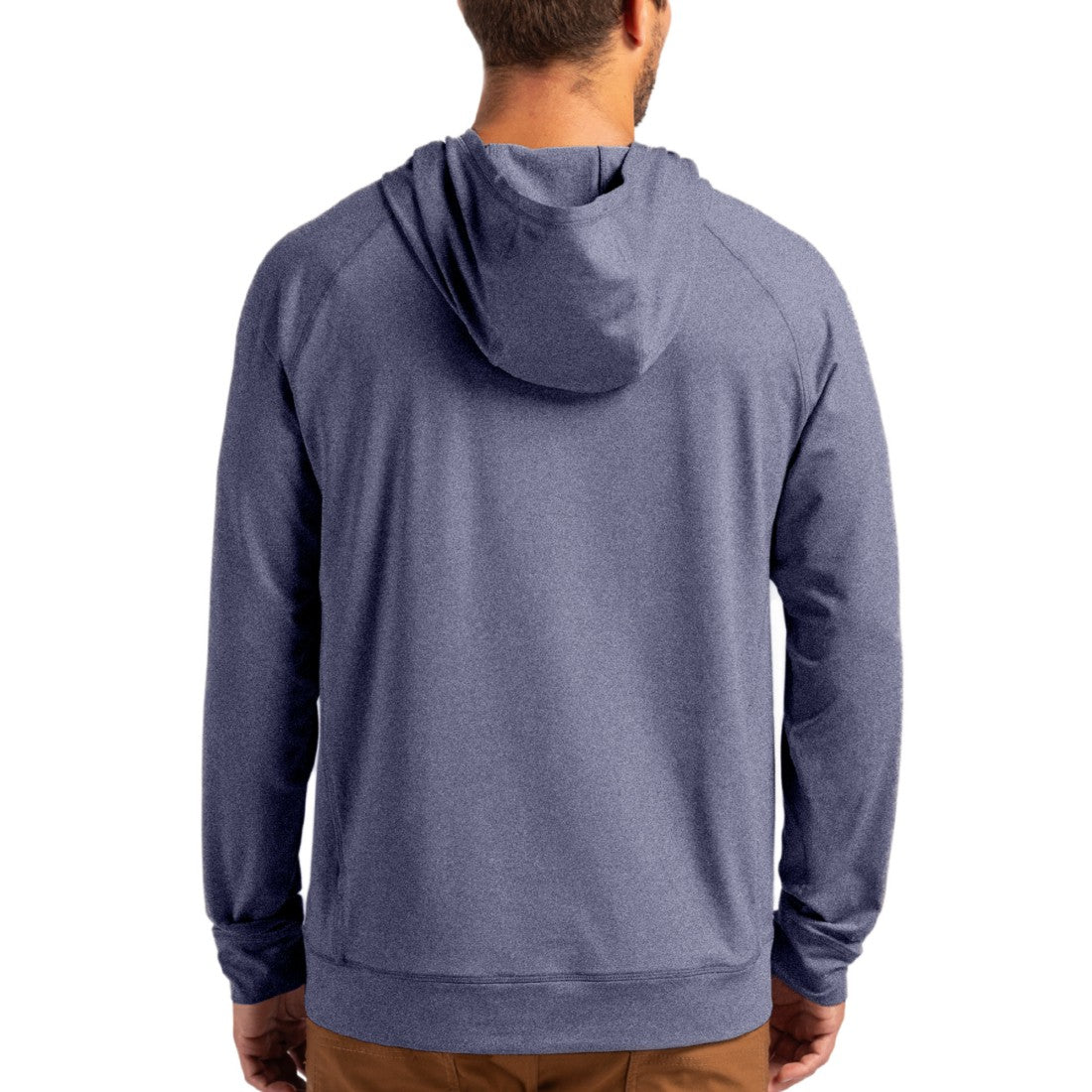 Denver Broncos Cutter & Buck Adapt Knit Recycled Raglan Pullover Hoodie - Heather Navy Hoodies