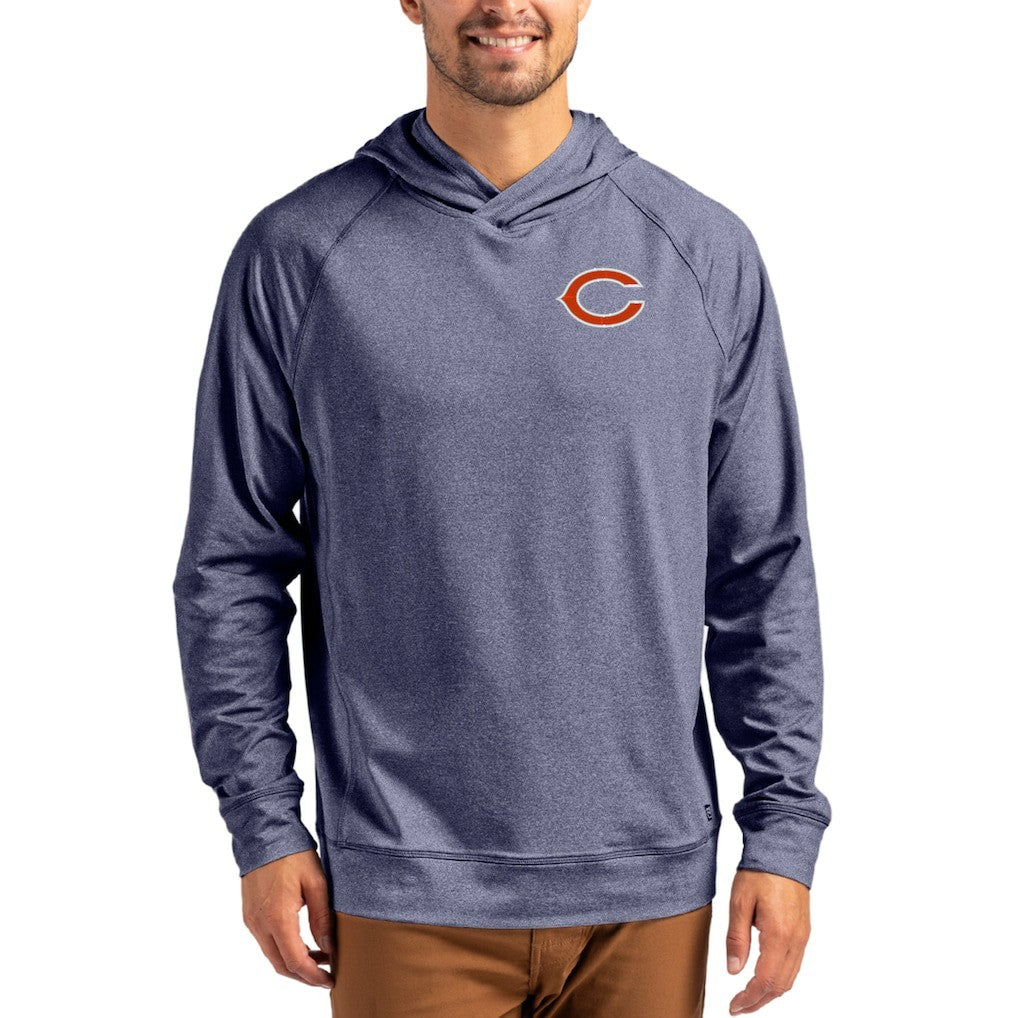 Chicago Bears Cutter & Buck Adapt Knit Recycled Raglan Pullover Hoodie - Heather Navy Hoodies
