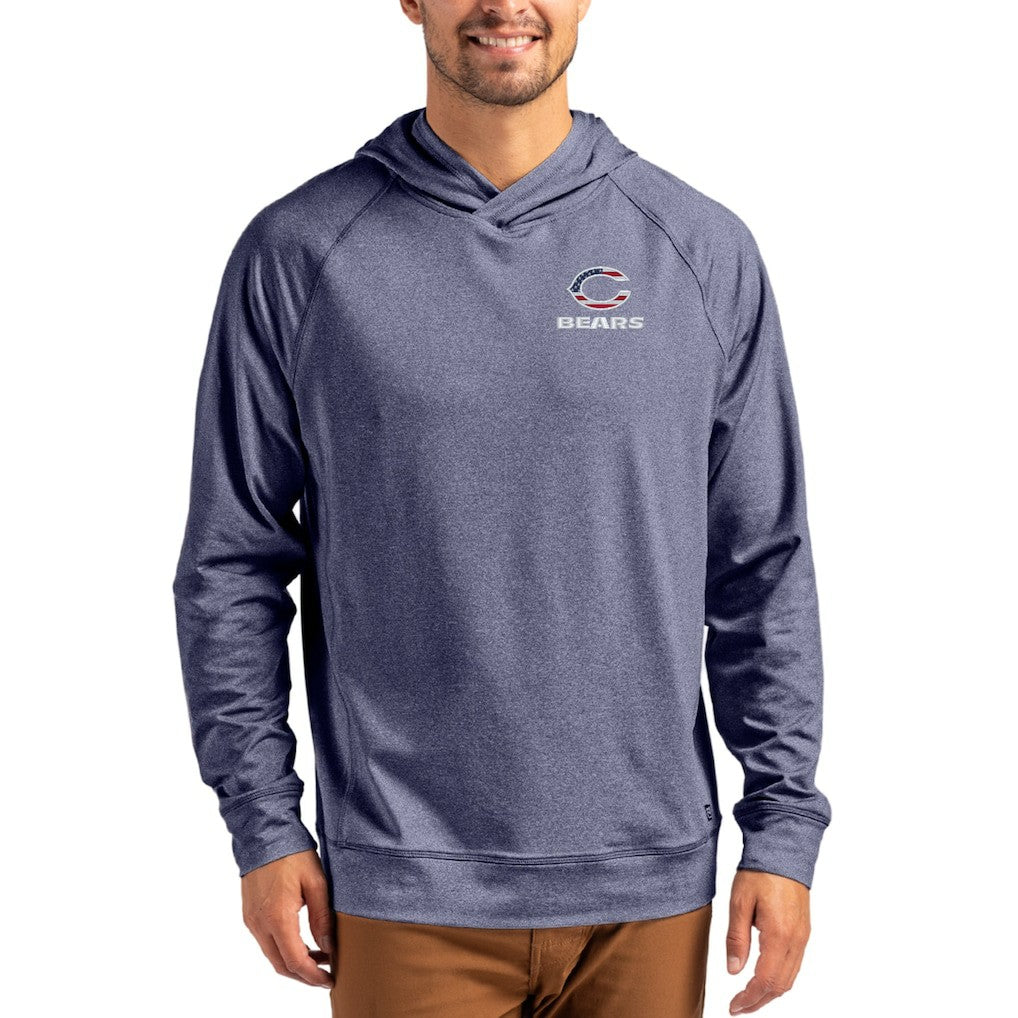 Chicago Bears Cutter & Buck Adapt Americana Knit Recycled Raglan Pullover Hoodie - Heather Navy Hoodies