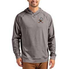 Cleveland Browns Cutter & Buck Adapt Historic Knit Recycled Raglan Pullover Hoodie - Heather Gray Hoodies