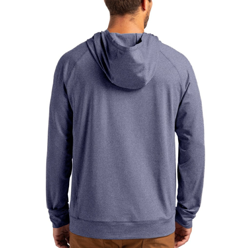 Denver Broncos Cutter & Buck Adapt Americana Knit Recycled Raglan Pullover Hoodie - Heather Navy Hoodies
