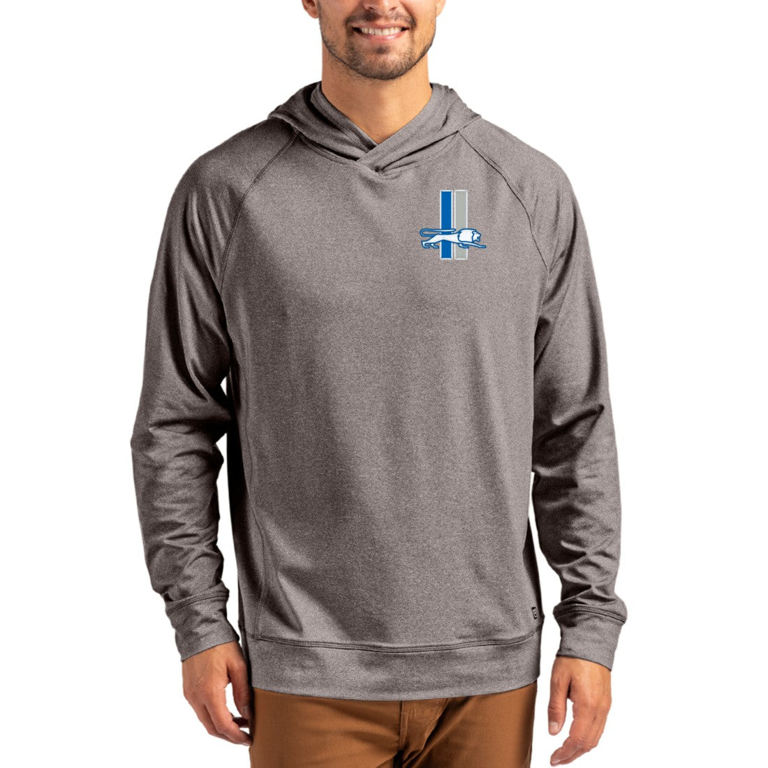 Detroit Lions Cutter & Buck Adapt Historic Knit Recycled Raglan Pullover Hoodie - Heather Gray Hoodies