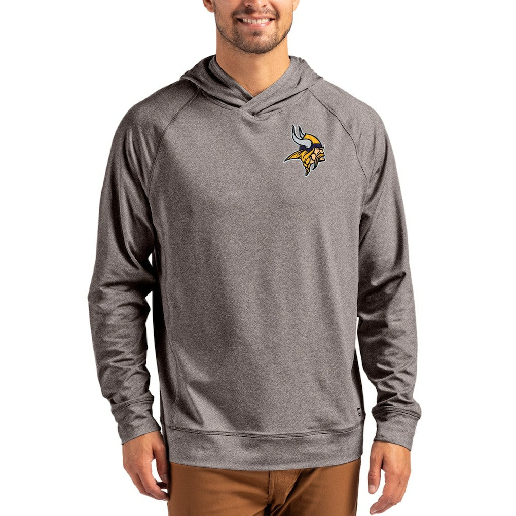 Minnesota Vikings Cutter & Buck Adapt Knit Recycled Raglan Pullover Hoodie - Heather Gray Hoodies