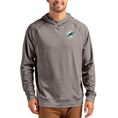 Miami Dolphins Cutter & Buck Adapt Historic Knit Recycled Raglan Pullover Hoodie - Heather Gray Hoodies