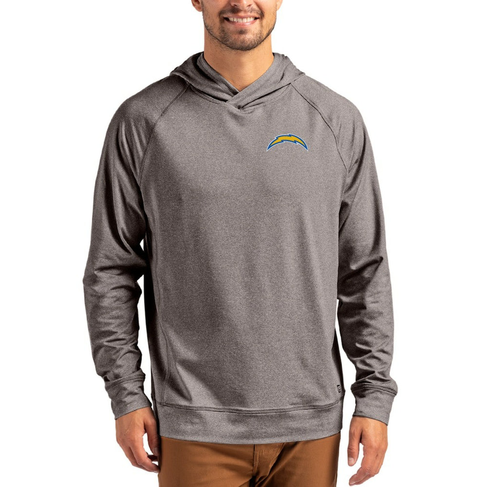 Los Angeles Chargers Cutter & Buck Adapt Knit Recycled Raglan Pullover Hoodie - Heather Gray Hoodies