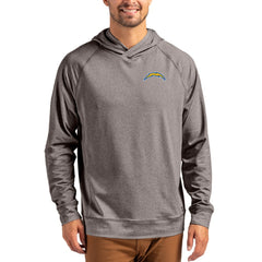 Los Angeles Chargers Cutter & Buck Adapt Knit Recycled Raglan Pullover Hoodie - Heather Gray Hoodies