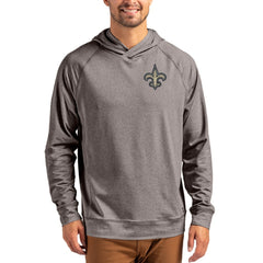 New Orleans Saints Cutter & Buck Adapt Knit Recycled Raglan Pullover Hoodie - Heather Gray Hoodies