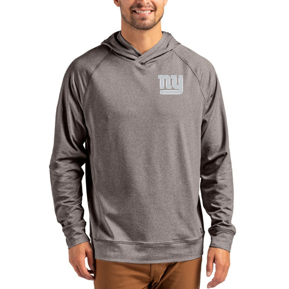 New York Giants Cutter & Buck Adapt Knit Recycled Raglan Pullover Hoodie - Heather Gray Hoodies