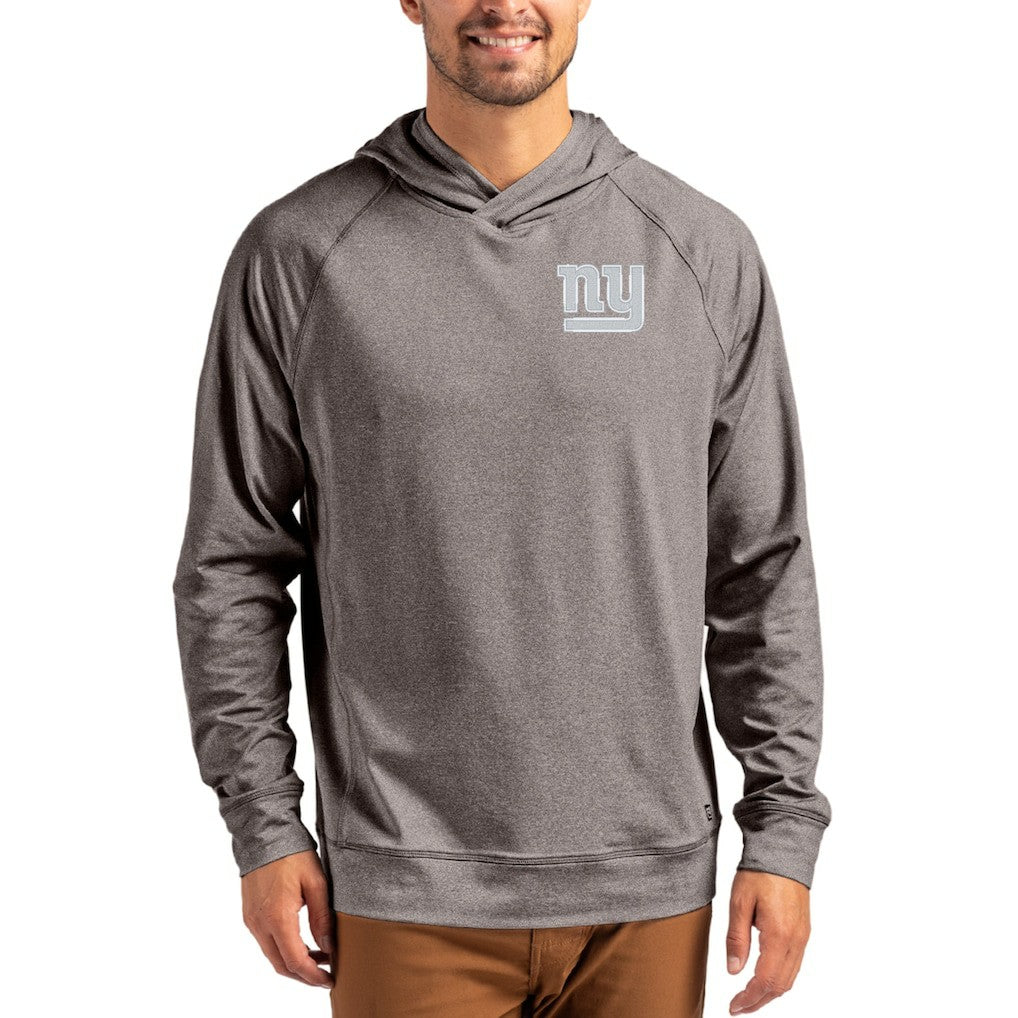 New York Giants Cutter & Buck Adapt Knit Recycled Raglan Pullover Hoodie - Heather Gray Hoodies