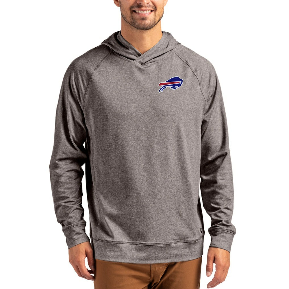 Buffalo Bills Cutter & Buck Adapt Knit Recycled Raglan Pullover Hoodie - Heather Gray Hoodies