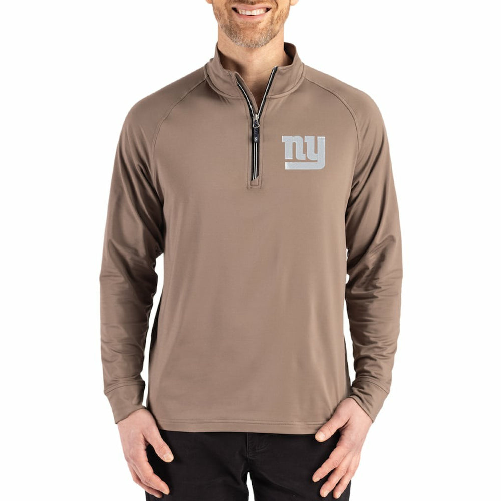 New York Giants Cutter & Buck Adapt Eco Knit Stretch Recycled Quarter-Zip Pullover - Brown Pullover