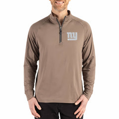New York Giants Cutter & Buck Adapt Eco Knit Stretch Recycled Quarter-Zip Pullover - Brown Pullover