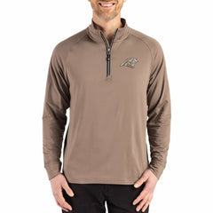 Carolina Panthers Cutter & Buck Adapt Eco Knit Stretch Recycled Quarter-Zip Pullover - Brown Pullover