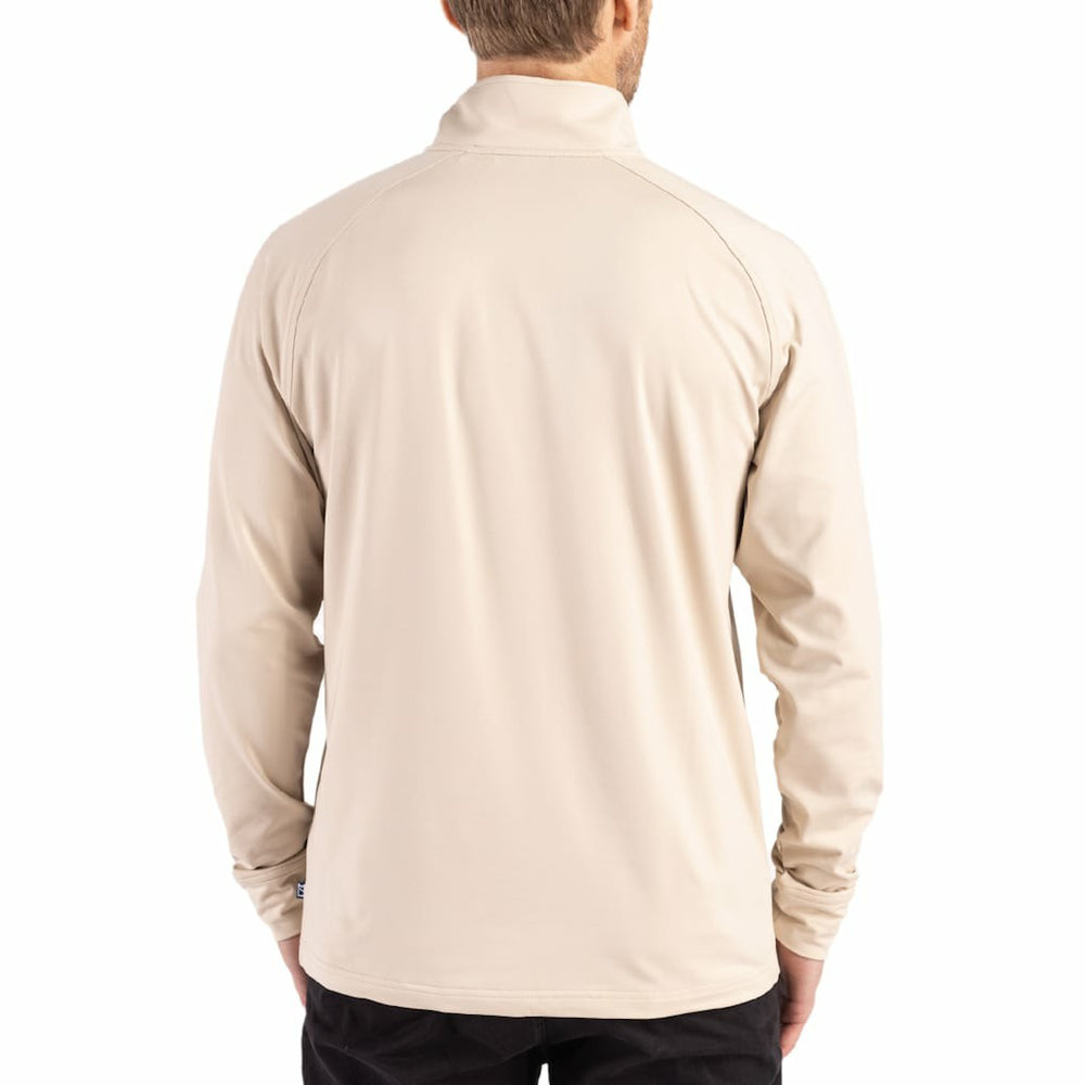 Philadelphia Eagles Cutter & Buck Adapt Eco Knit Stretch Recycled Quarter-Zip Pullover - Tan Pullover