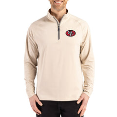 San Francisco 49ers Cutter & Buck Adapt Eco Knit Stretch Recycled Quarter-Zip Pullover - Tan Pullover