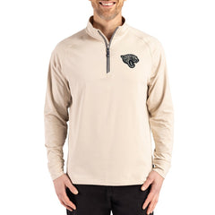 Jacksonville Jaguars Cutter & Buck Adapt Eco Knit Stretch Recycled Quarter-Zip Pullover - Tan Pullover