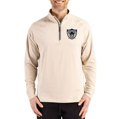 Las Vegas Raiders Cutter & Buck Adapt Eco Knit Stretch Recycled Quarter-Zip Pullover - Tan Pullover