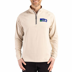 Seattle Seahawks Cutter & Buck Adapt Eco Knit Stretch Recycled Quarter-Zip Pullover - Tan Pullover