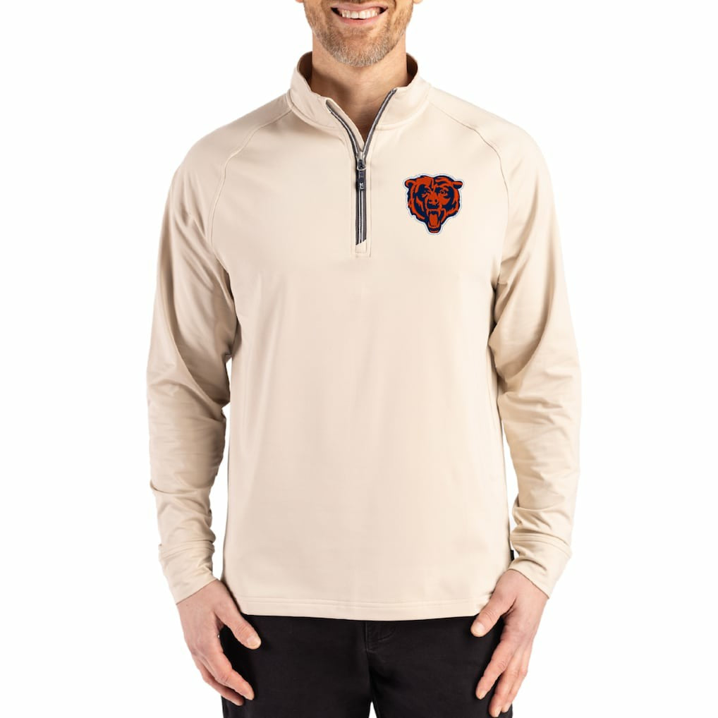 Chicago Bears Cutter & Buck Adapt Eco Knit Stretch Recycled Quarter-Zip Pullover - Tan Pullover