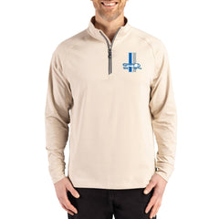 Detroit Lions Cutter & Buck Throwback Logo Adapt Eco Knit Stretch Recycled Quarter-Zip Pullover - Tan Pullover