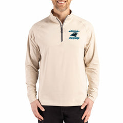 Carolina Panthers Cutter & Buck Throwback Logo Adapt Eco Knit Stretch Recycled Quarter-Zip Pullover - Tan Pullover