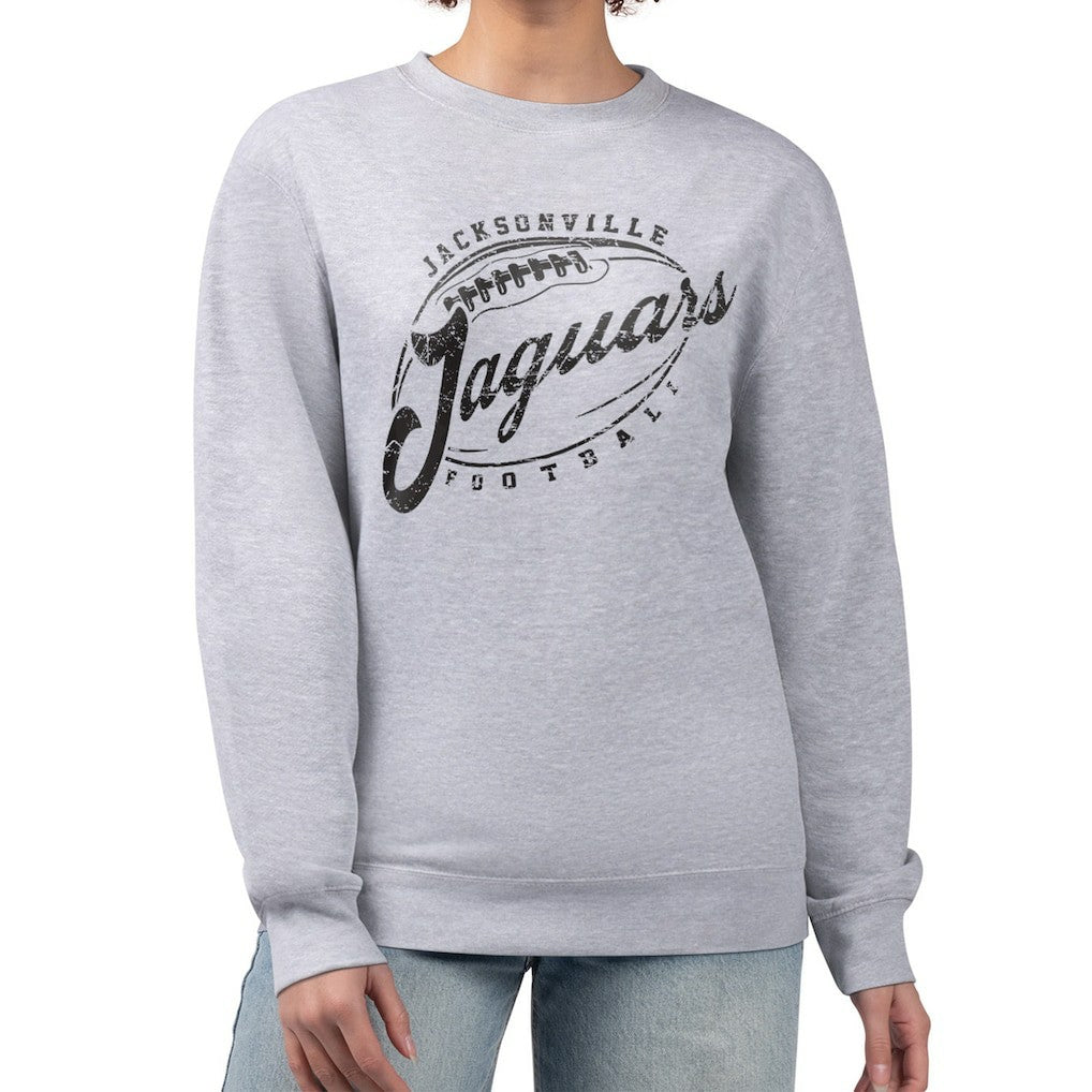 Jacksonville Jaguars G-III 4Her by Carl Banks Women's Distressed Graphics Fleece Pullover Sweatshirt - Gray Pullover