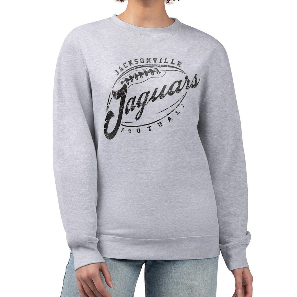 Jacksonville Jaguars G-III 4Her by Carl Banks Women's Distressed Graphics Fleece Pullover Sweatshirt - Gray Pullover
