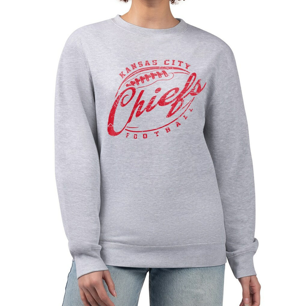 Kansas City Chiefs G-III 4Her by Carl Banks Women's Distressed Graphics Fleece Pullover Sweatshirt - Gray Pullover