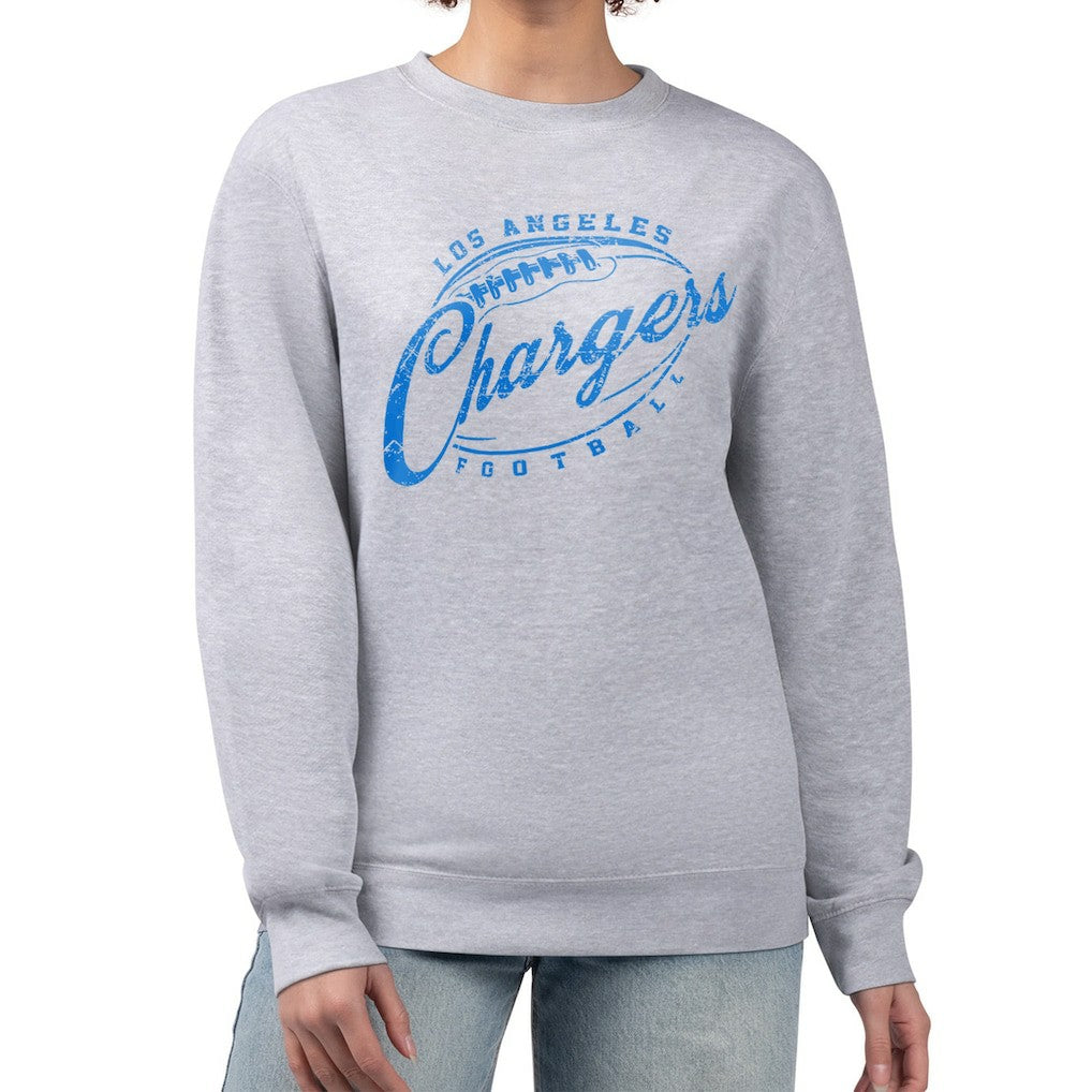 Los Angeles Chargers G-III 4Her by Carl Banks Women's Distressed Graphics Fleece Pullover Sweatshirt - Gray Pullover