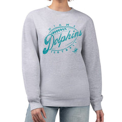 Miami Dolphins G-III 4Her by Carl Banks Women's Distressed Graphics Fleece Pullover Sweatshirt - Gray Pullover