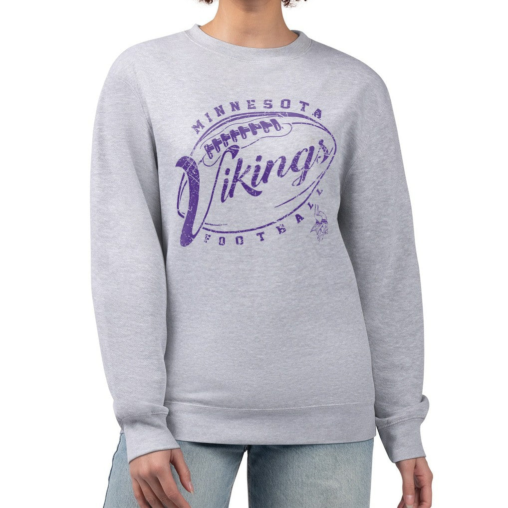Minnesota Vikings G-III 4Her by Carl Banks Women's Distressed Graphics Fleece Pullover Sweatshirt - Gray Pullover