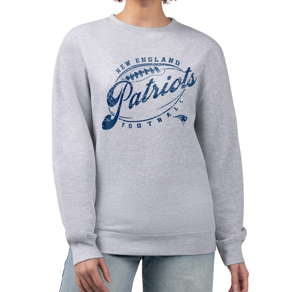 New England Patriots G-III 4Her by Carl Banks Women's Distressed Graphics Fleece Pullover Sweatshirt - Gray Pullover