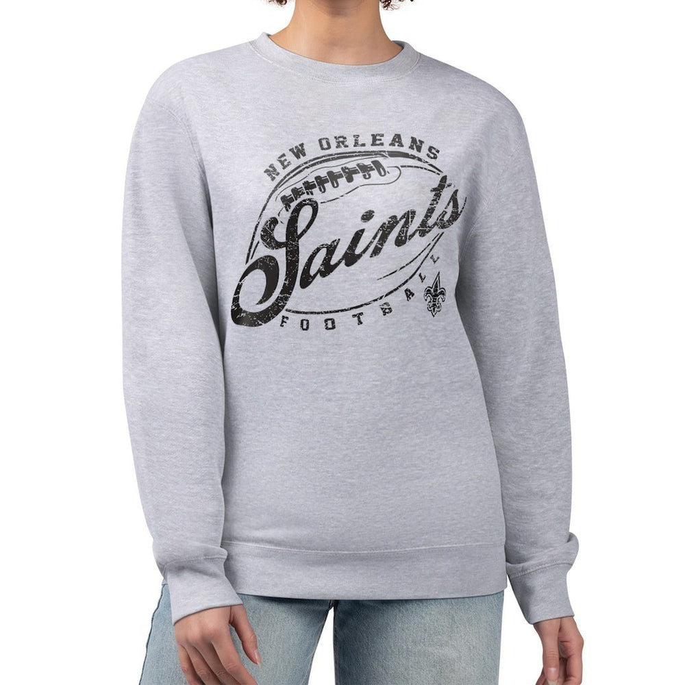 New Orleans Saints G-III 4Her by Carl Banks Women's Distressed Graphics Fleece Pullover Sweatshirt - Gray Pullover