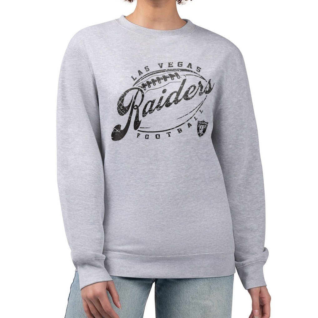 Las Vegas Raiders G-III 4Her by Carl Banks Women's Distressed Graphics Fleece Pullover Sweatshirt - Gray Pullover