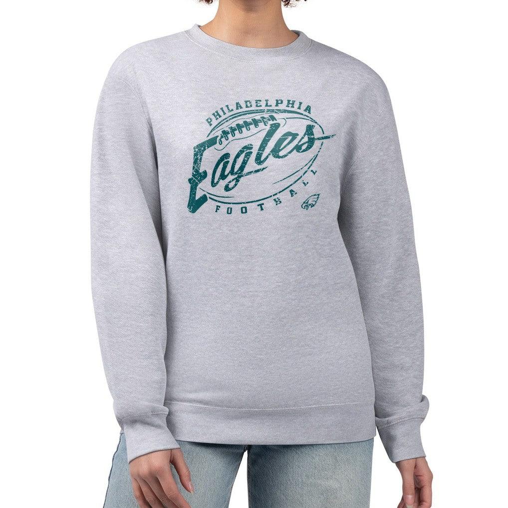 Philadelphia Eagles G-III 4Her by Carl Banks Women's Distressed Graphics Fleece Pullover Sweatshirt - Gray Pullover