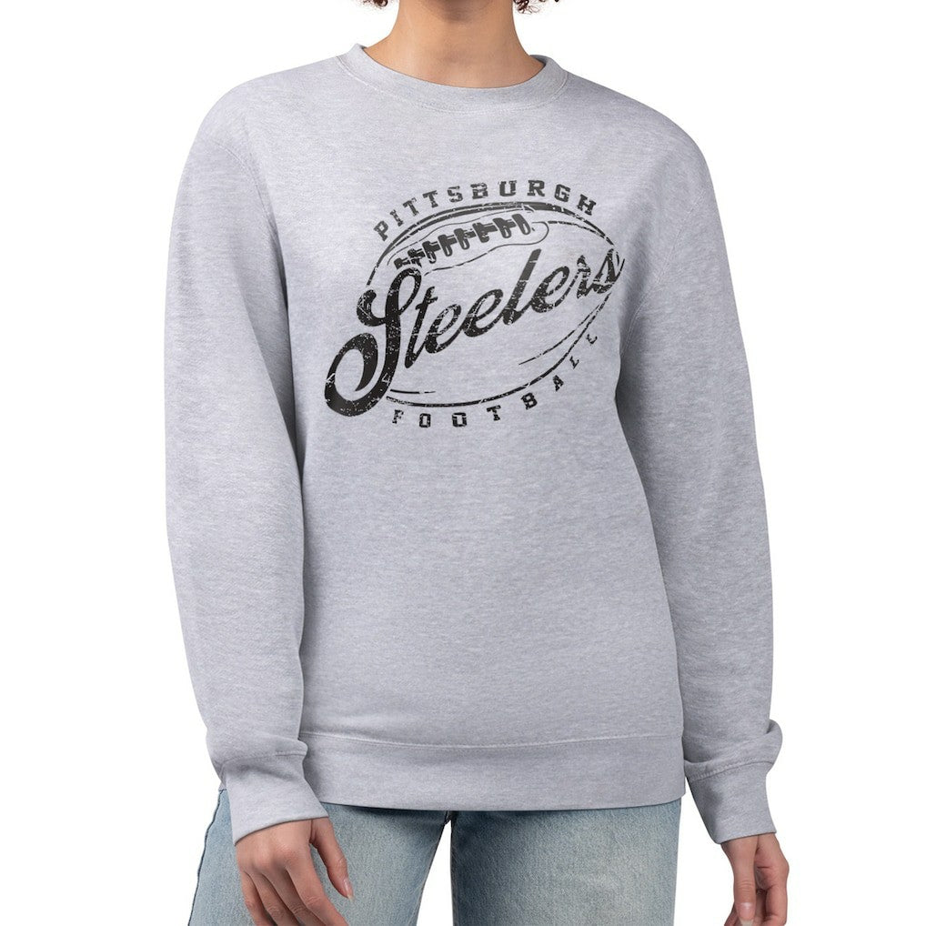 Pittsburgh Steelers G-III 4Her by Carl Banks Women's Distressed Graphics Fleece Pullover Sweatshirt - Gray Pullover