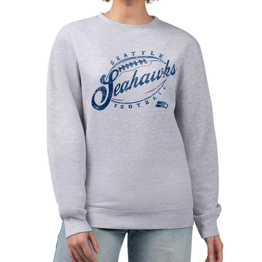 Seattle Seahawks G-III 4Her by Carl Banks Women's Distressed Graphics Fleece Pullover Sweatshirt - Gray Pullover